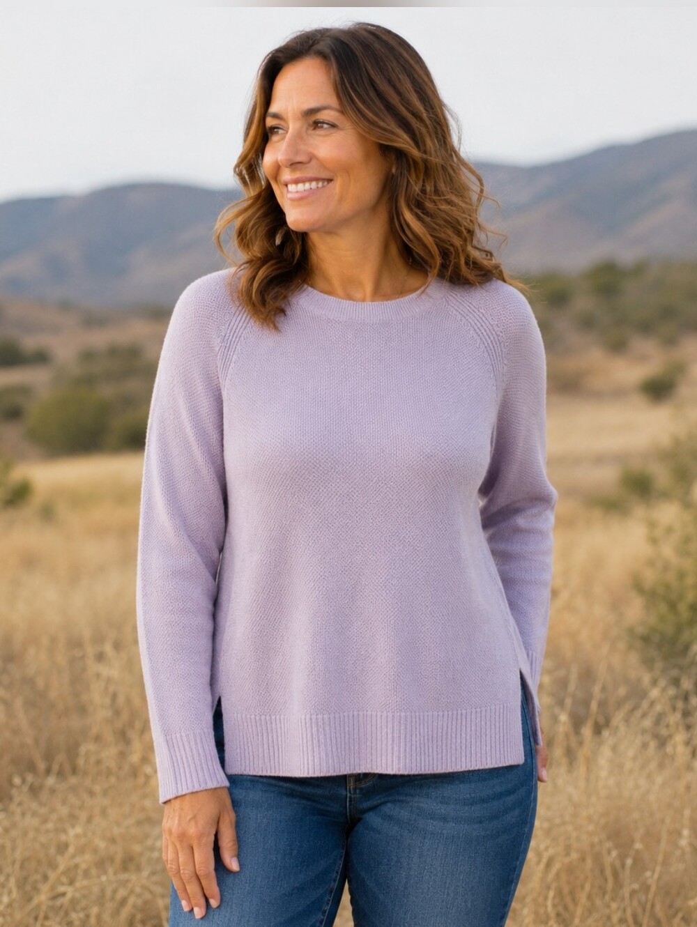 Gap Bella Lightweight Crewneck Lavender Sweater Casual Feminine Women's S